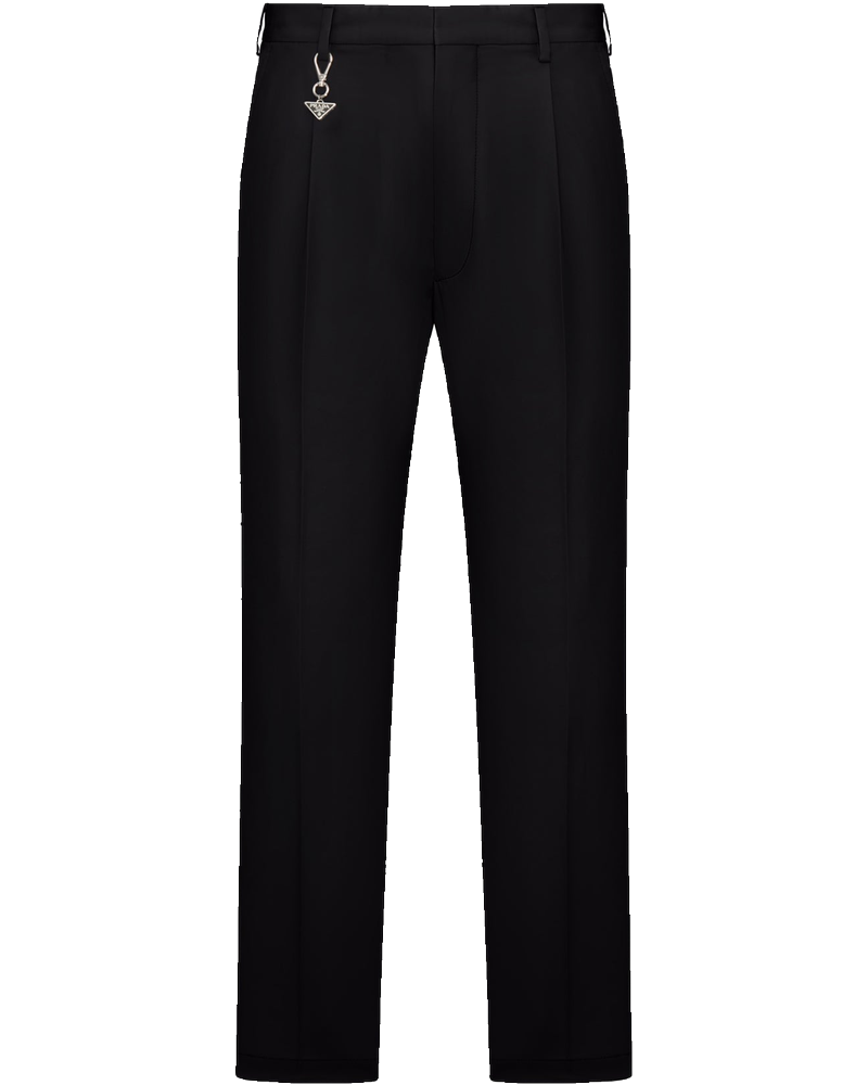 Оригінальна Cotton Trousers With Enameled Metal Triangle Logo Prada