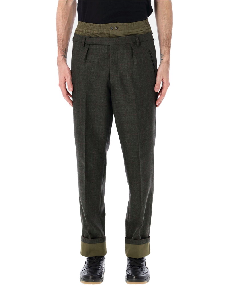 Оригінальна Wool Trousers With Green Cotton Details Prada