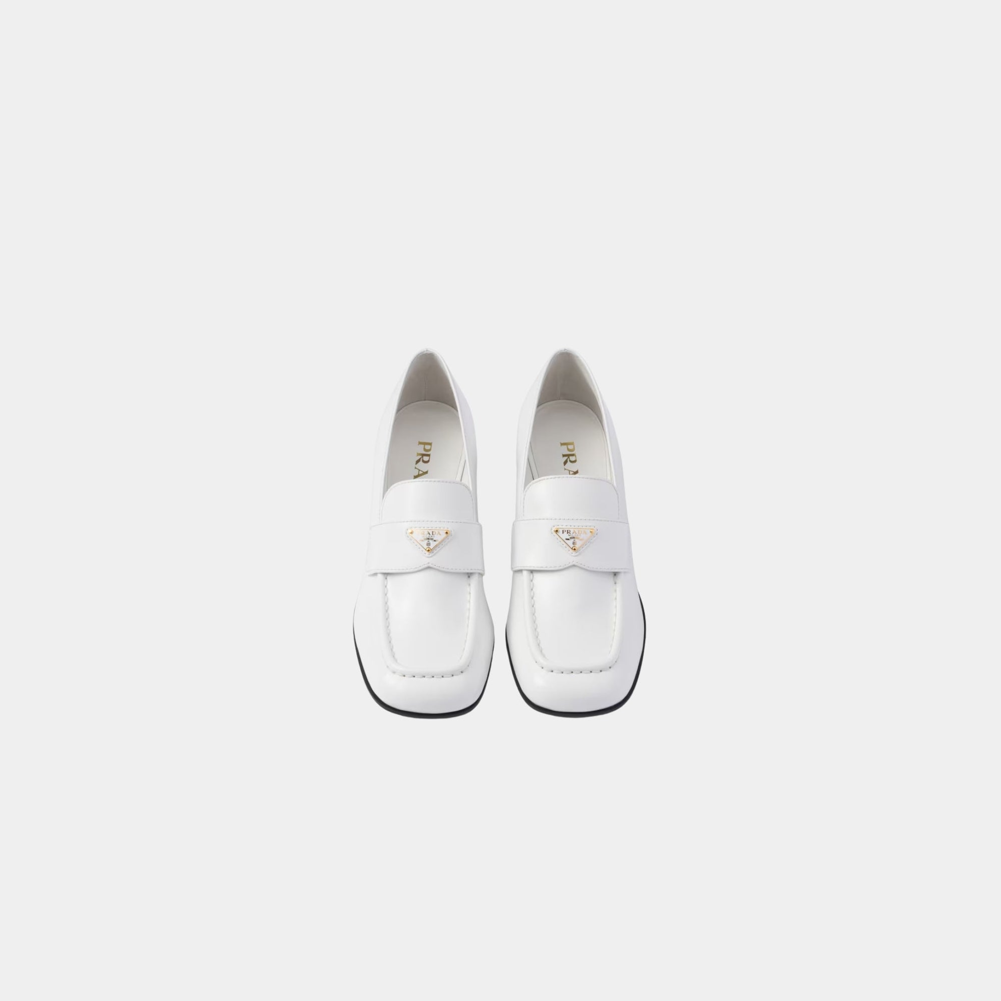 Brushed Leather Heeled Loafers Prada оригінал – Купити в Україні – вид ззаду