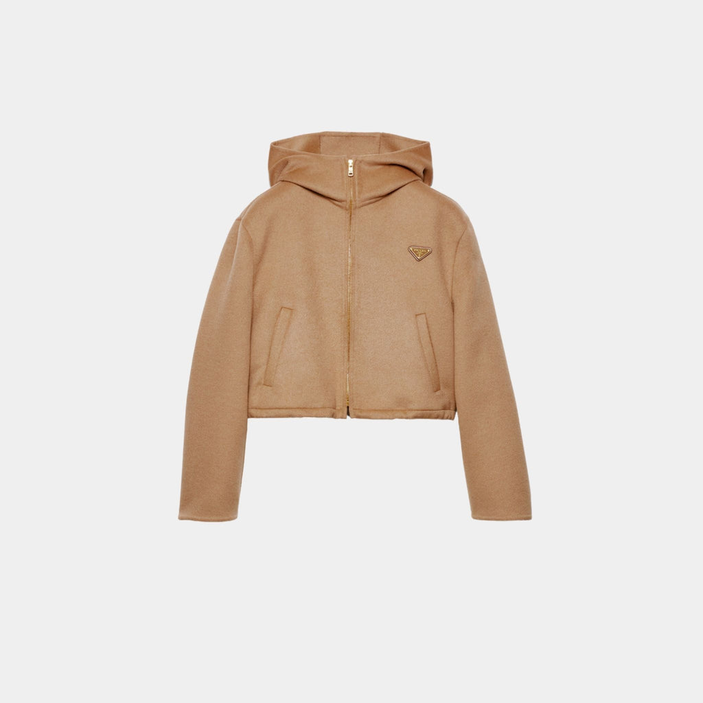 Camel Brown Lightweight Cashgora Blouson Jacket Prada оригінал – Купити в Україні – боковий вид