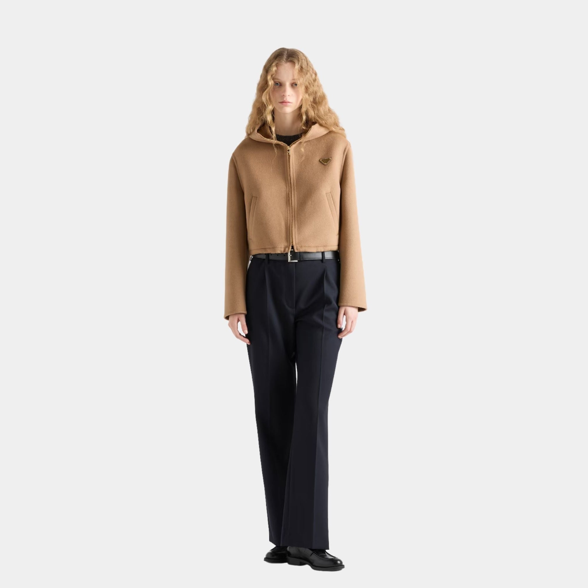 Camel Brown Lightweight Cashgora Blouson Jacket Prada оригінал – Купити в Україні – вид ззаду