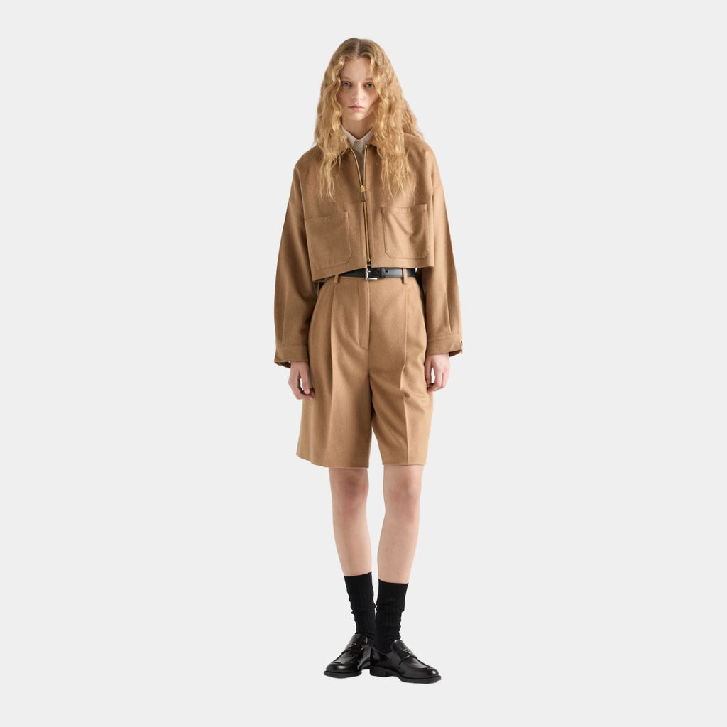 Camel-Hair Blouson Jacket Prada – Гарантія оригінальності – вид ззаду
