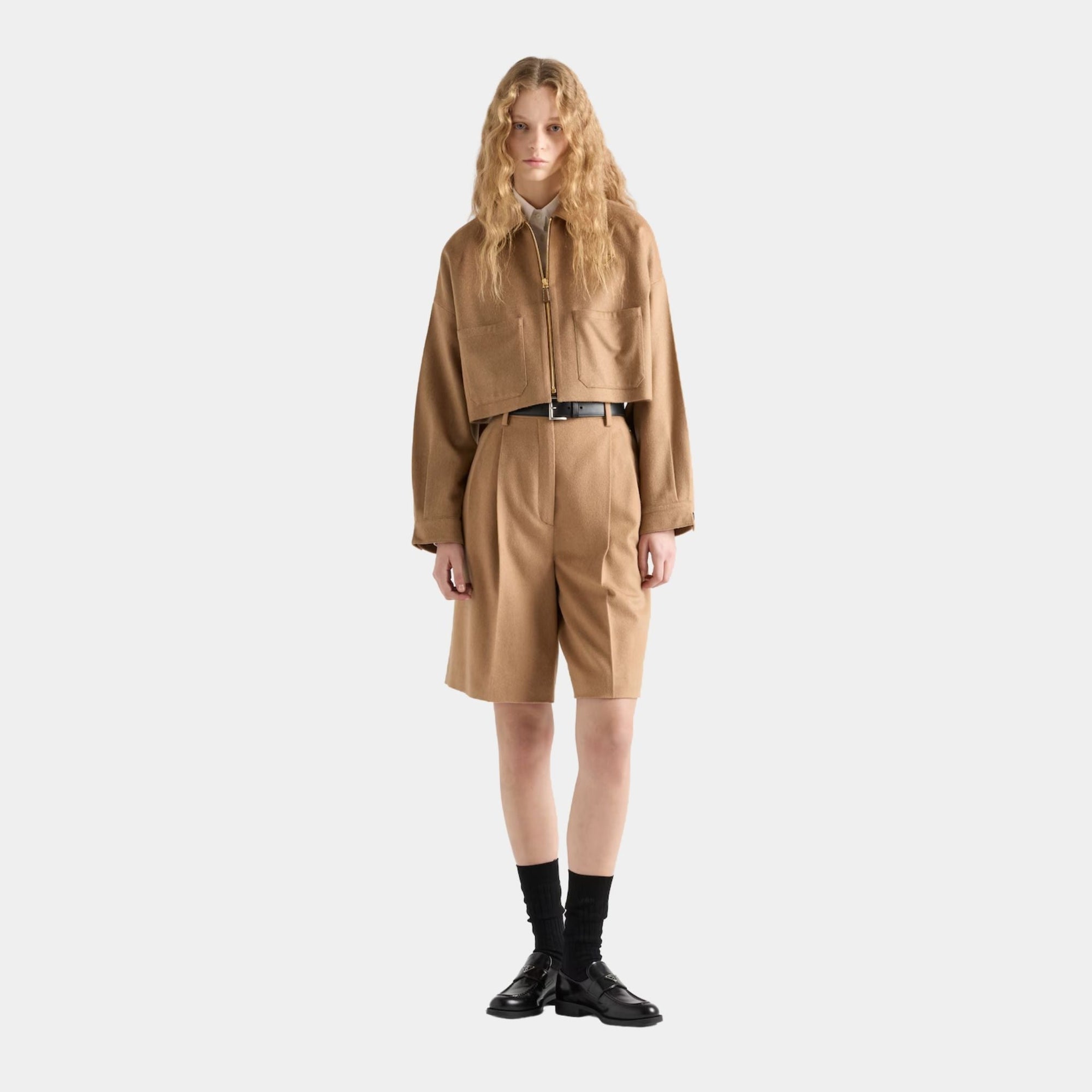 Camel-Hair Blouson Jacket Prada – Гарантія оригінальності – вид ззаду