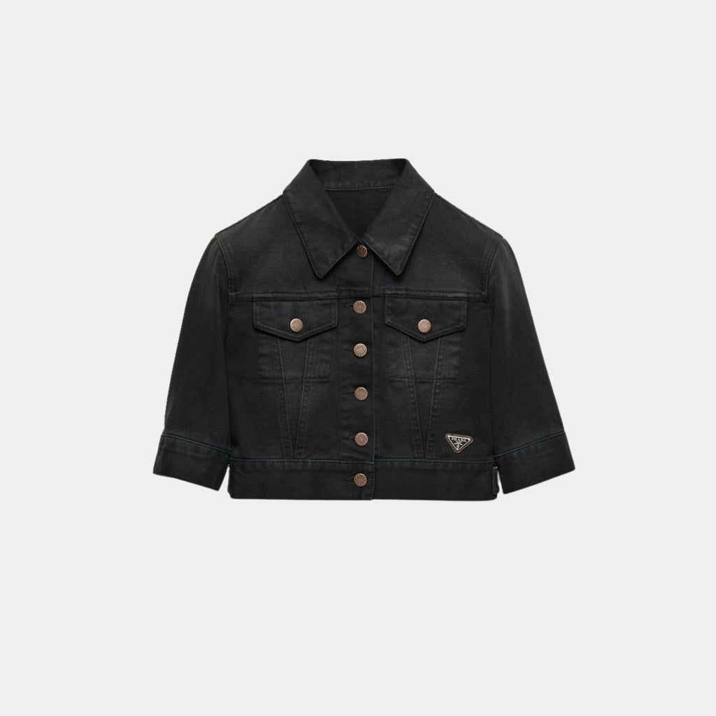 Cropped Denim Blouson Jacket Prada – Гарантія оригінальності – боковий вид