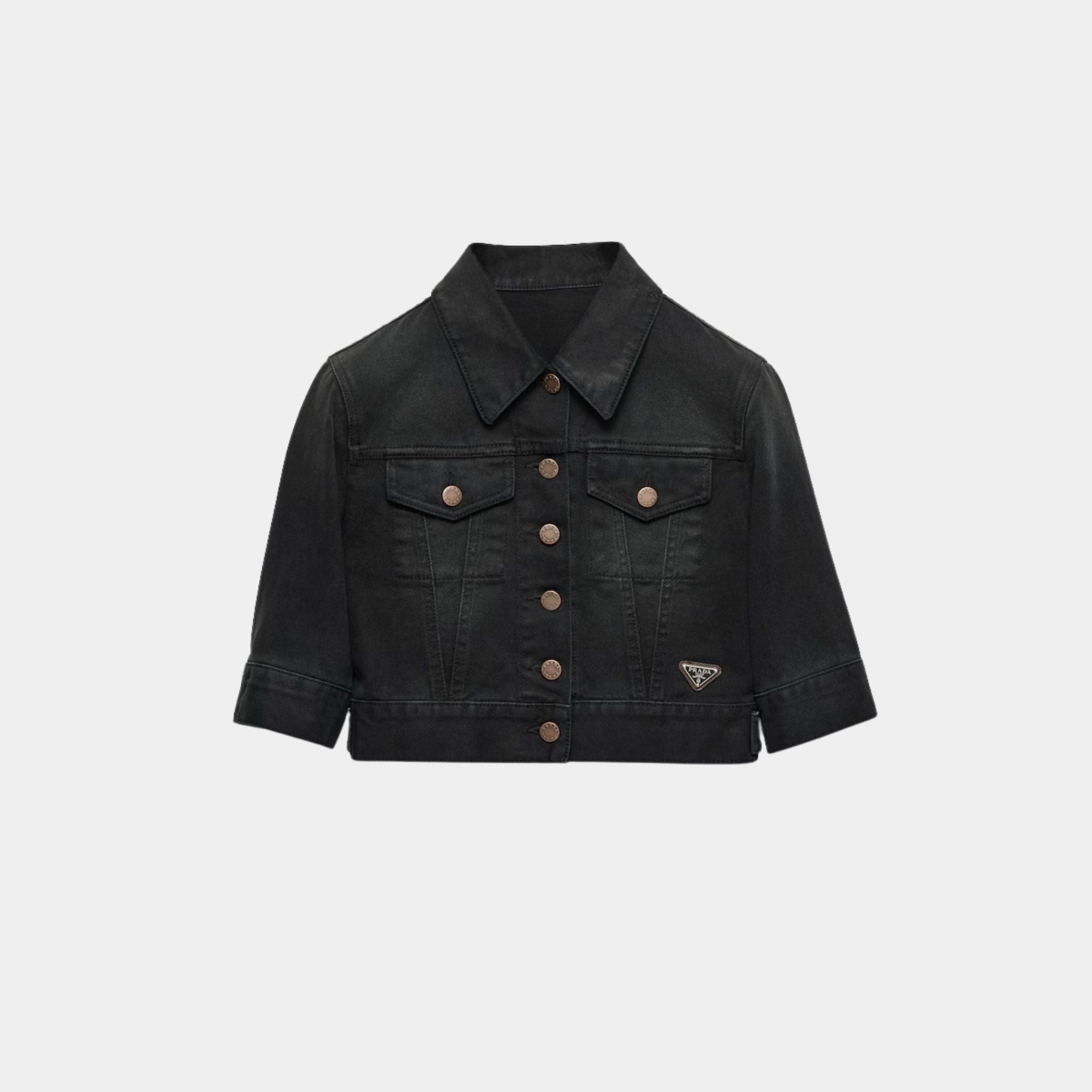 Cropped Denim Blouson Jacket Prada – Гарантія оригінальності – боковий вид