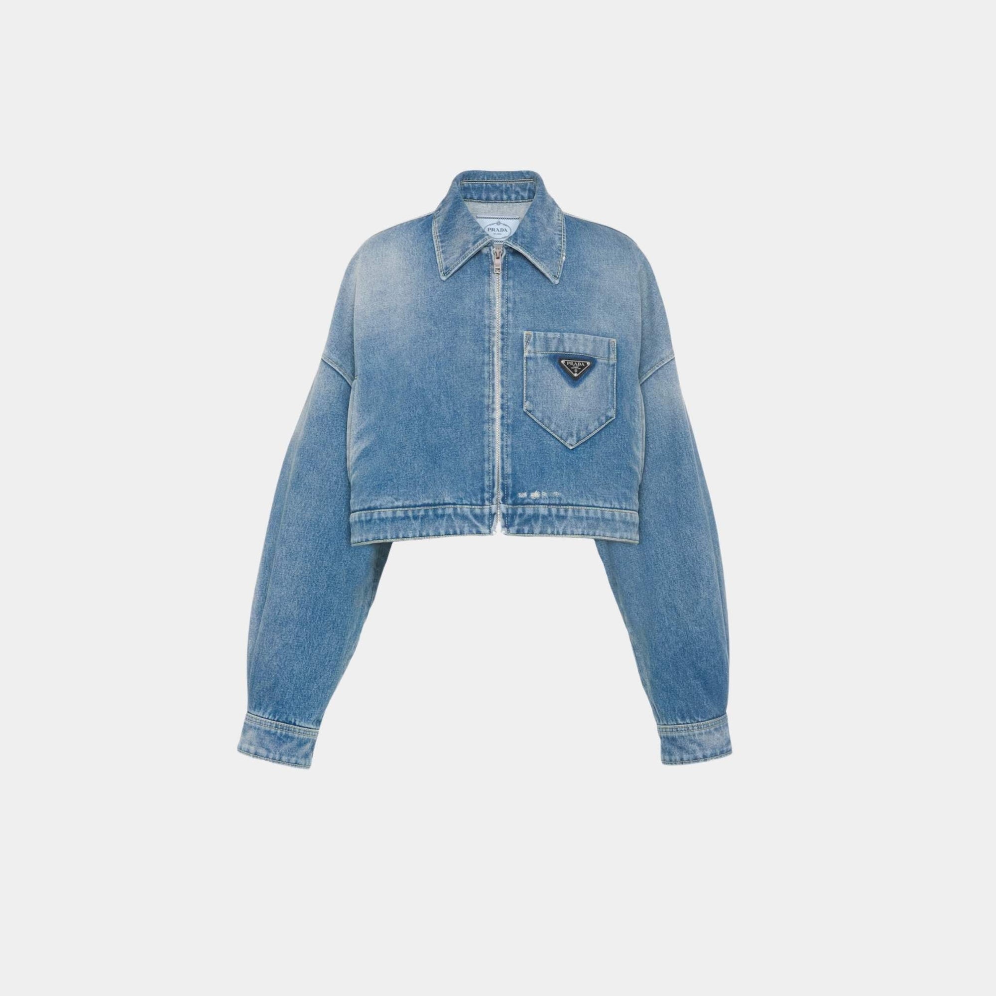 Cropped Organic Denim Jacket Prada оригінал – Купити в Україні – боковий вид