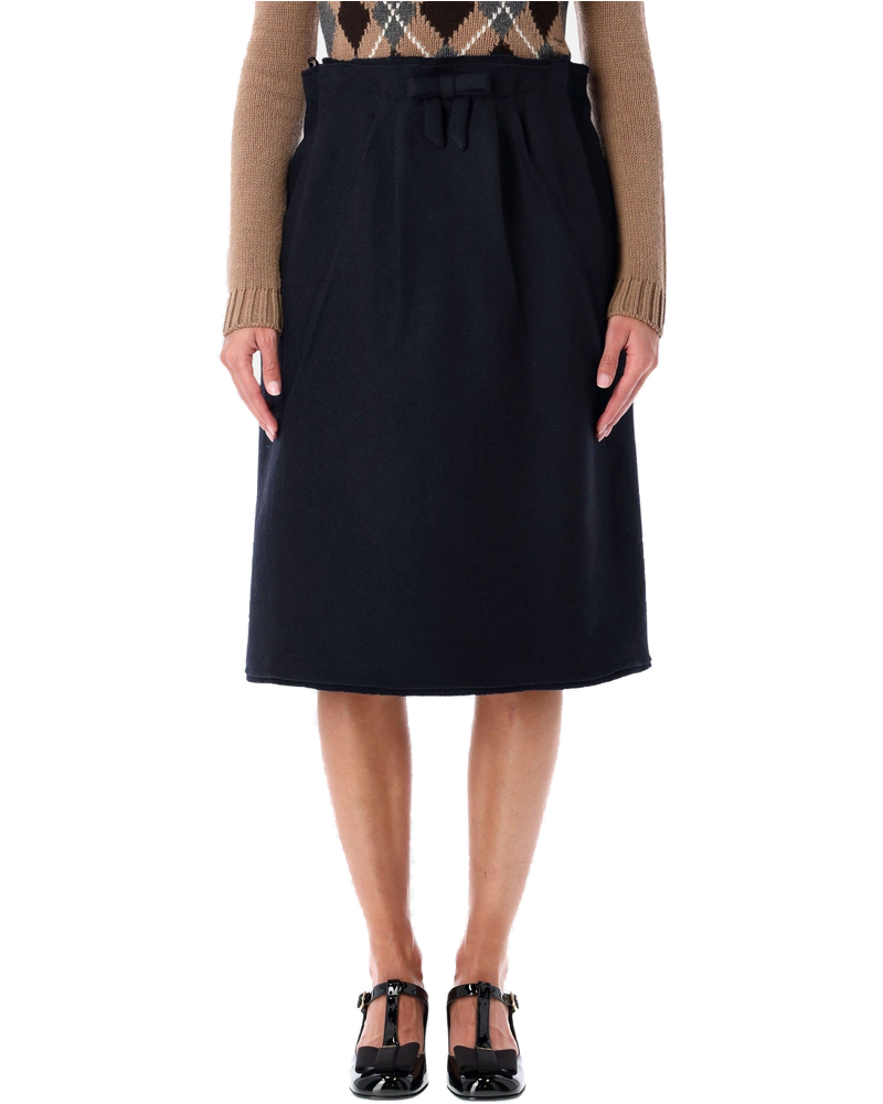 Chevron Wool MIDI Skirt With Bow Detail Prada – Гарантія оригінальності