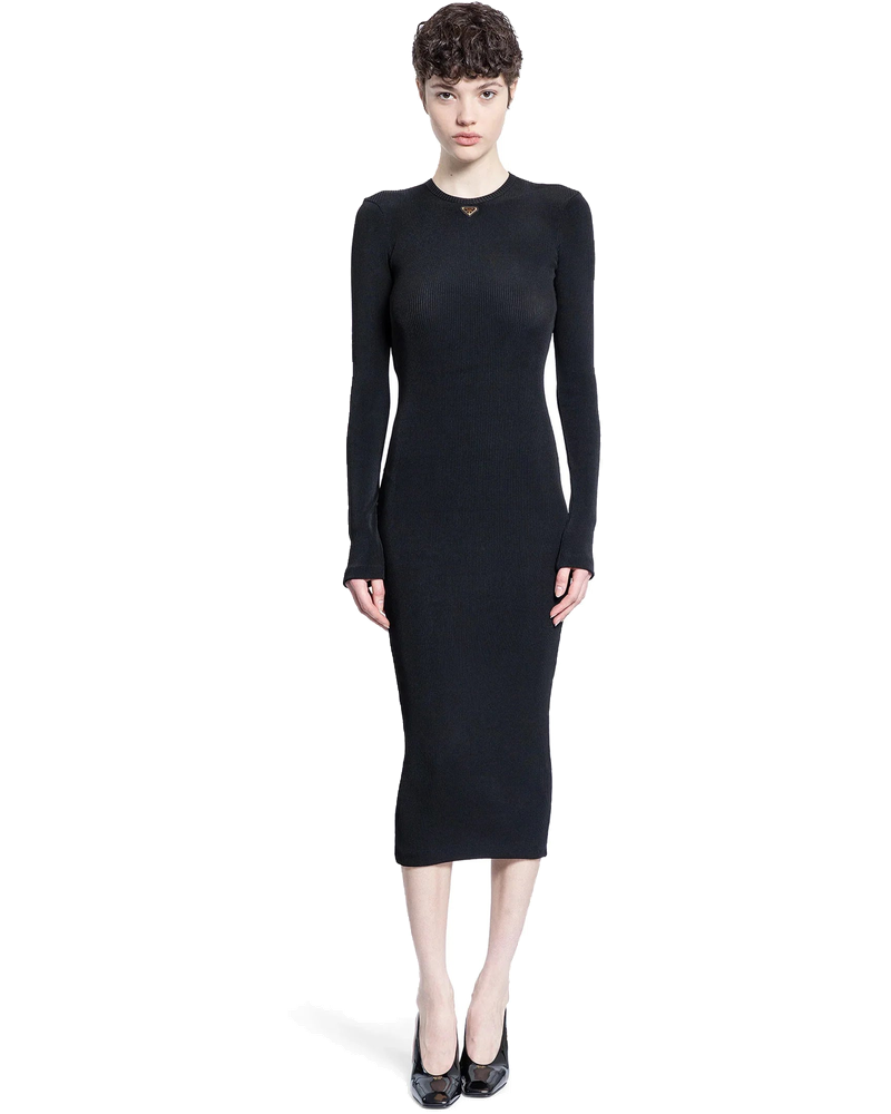 Оригінальна Ribbed-Knit Jersey Dress Prada