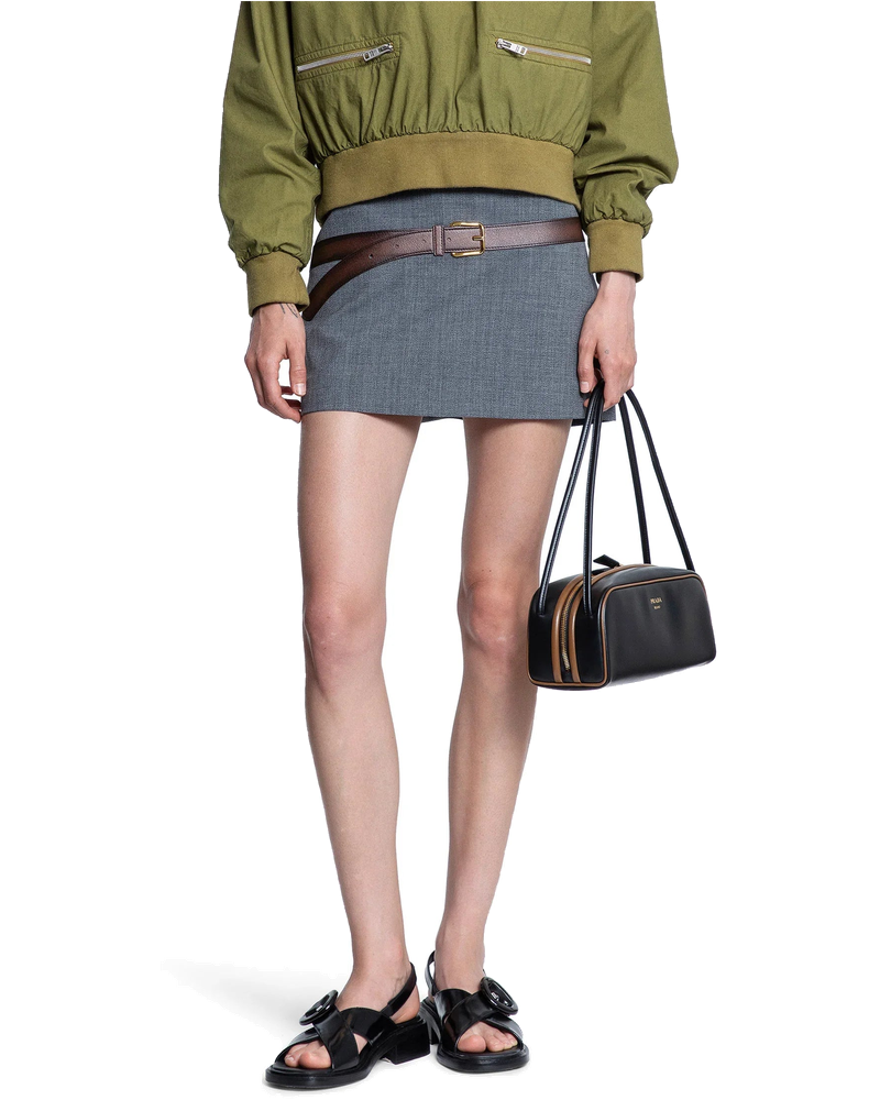 Technical Wool Mini Skirt With Printed Belt Prada – Гарантія оригінальності