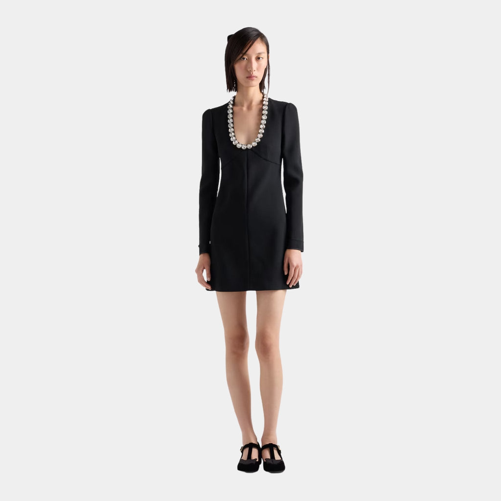 Embroidered Sablè Compact Mini Dress Prada оригінал – Купити в Україні – вид ззаду