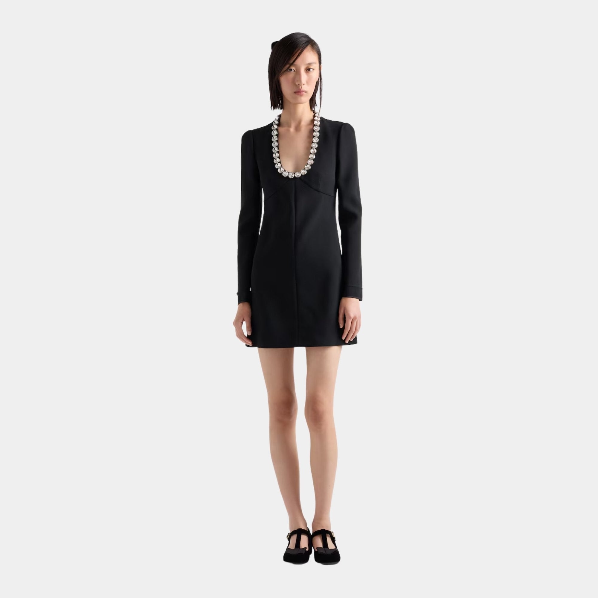 Embroidered Sablè Compact Mini Dress Prada оригінал – Купити в Україні – вид ззаду