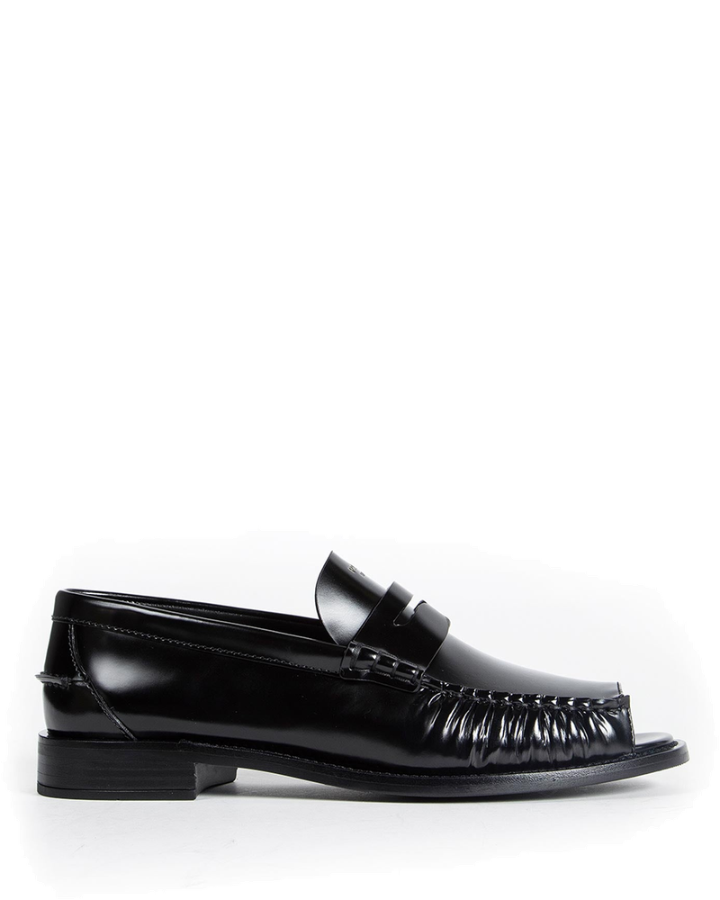 Brushed Leather Peep Toe Loafers Prada – Гарантія оригінальності