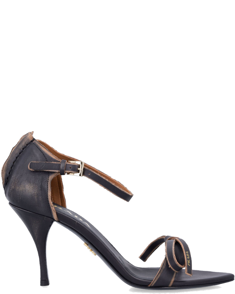 Оригінальна Leather Bow Sandals With Pointed Toe Prada