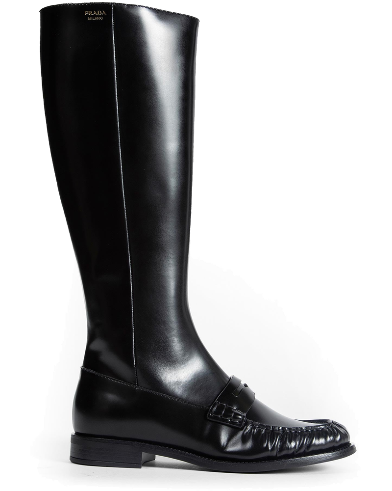 Оригінальна Leather Loafer Boots Prada