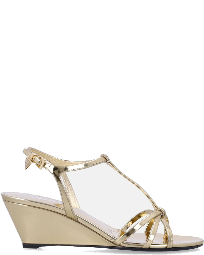 Metallic Leather Wedge Sandals Prada оригінал – Купити в Україні