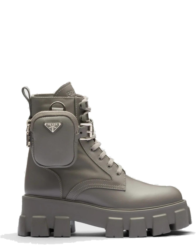 Monolith Leather And Re-Nylon Boots With Pouch Prada – Гарантія оригінальності