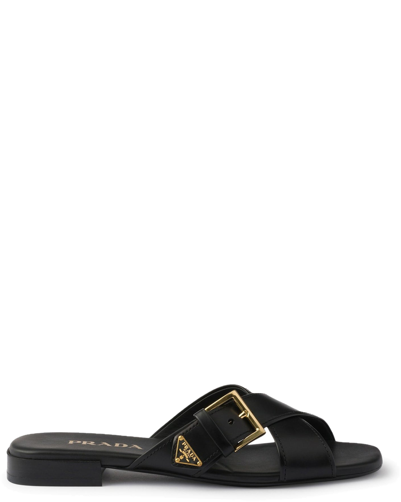 Leather Slider Sandals With Buckle Prada – Гарантія оригінальності