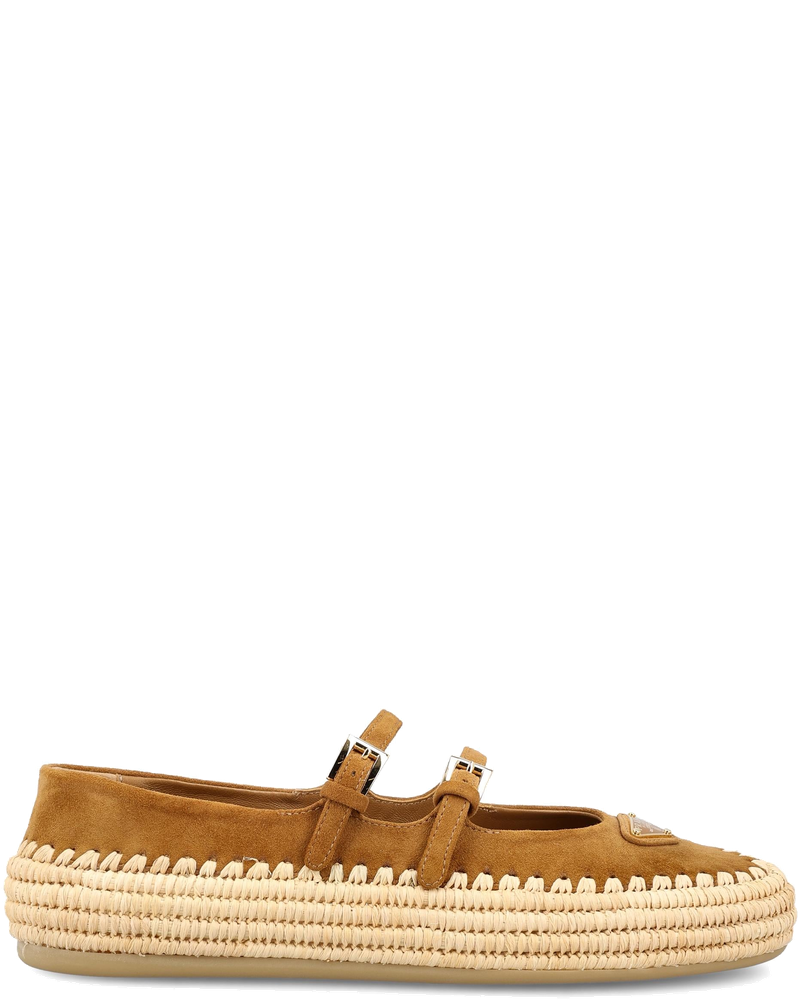 Leather And Raffia Ballerinas Prada – Гарантія оригінальності