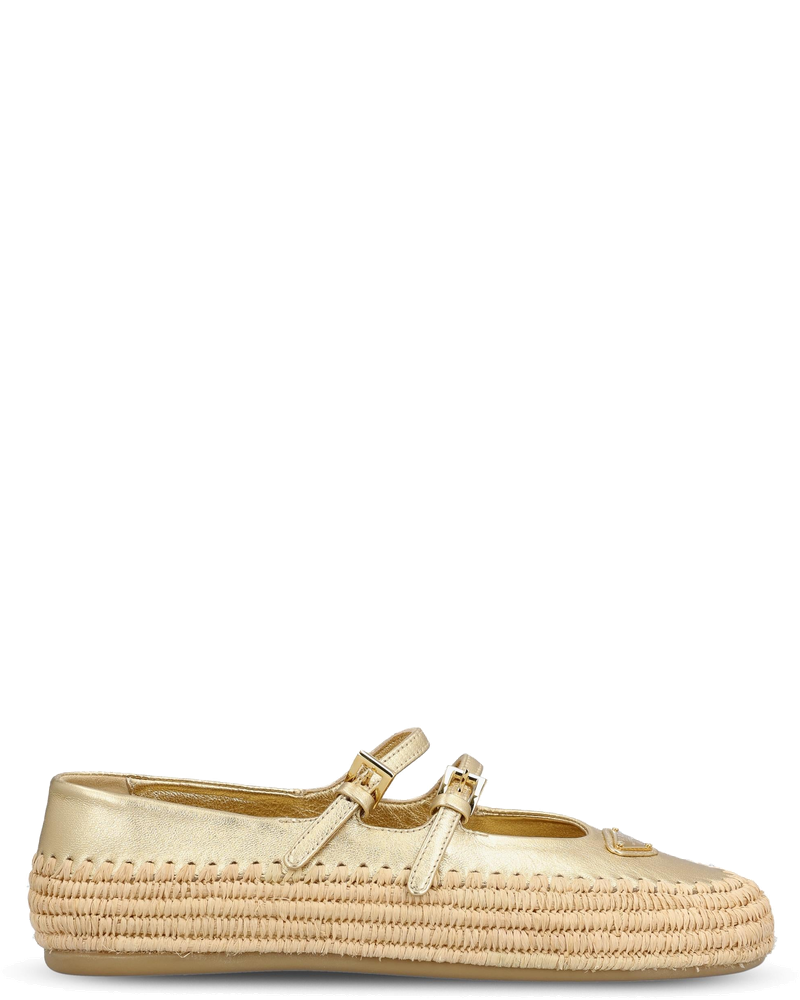 Leather And Raffia Ballerinas Prada – Гарантія оригінальності