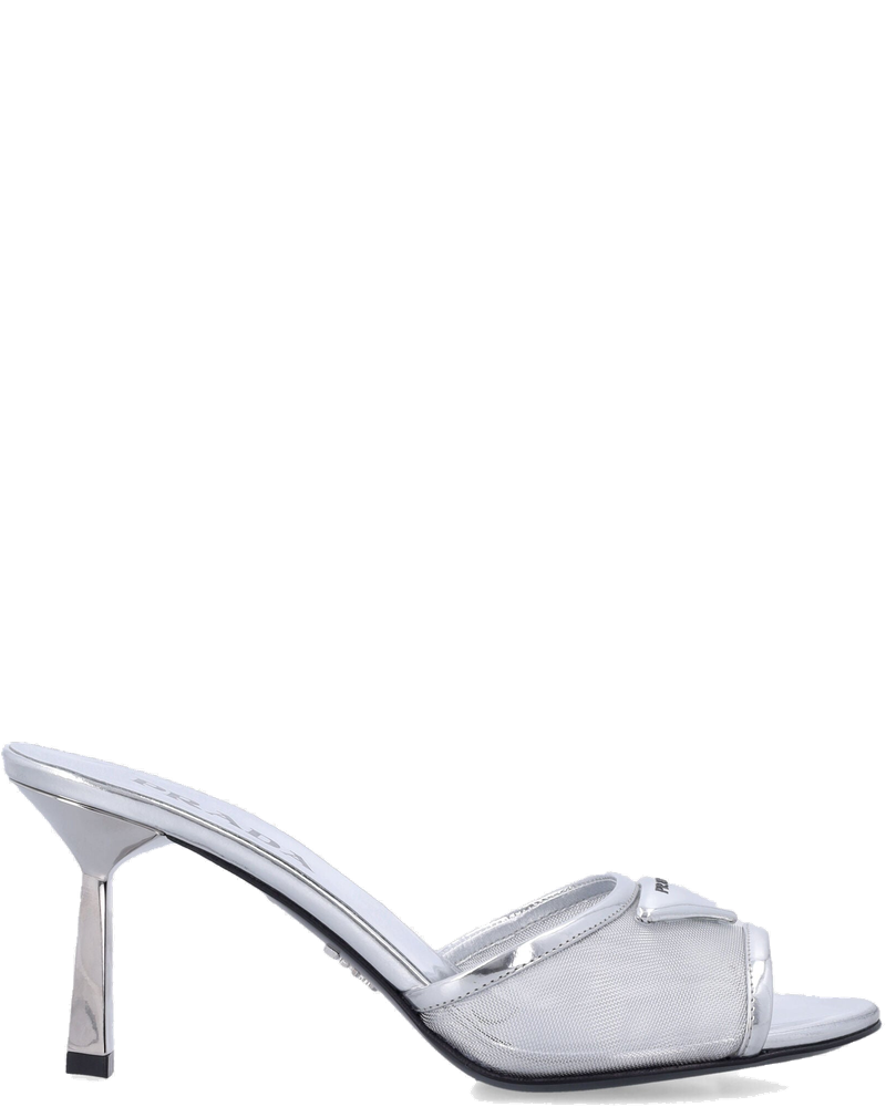 Silver Mesh And Metallic Leather Mules Prada – Гарантія оригінальності