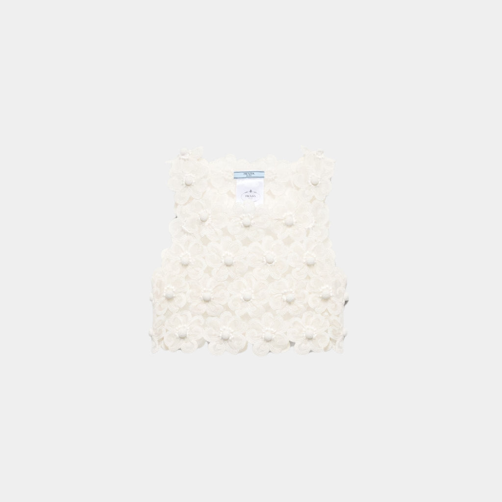 Guipure Top With Daisy Embroidery Prada оригінал – Купити в Україні – боковий вид