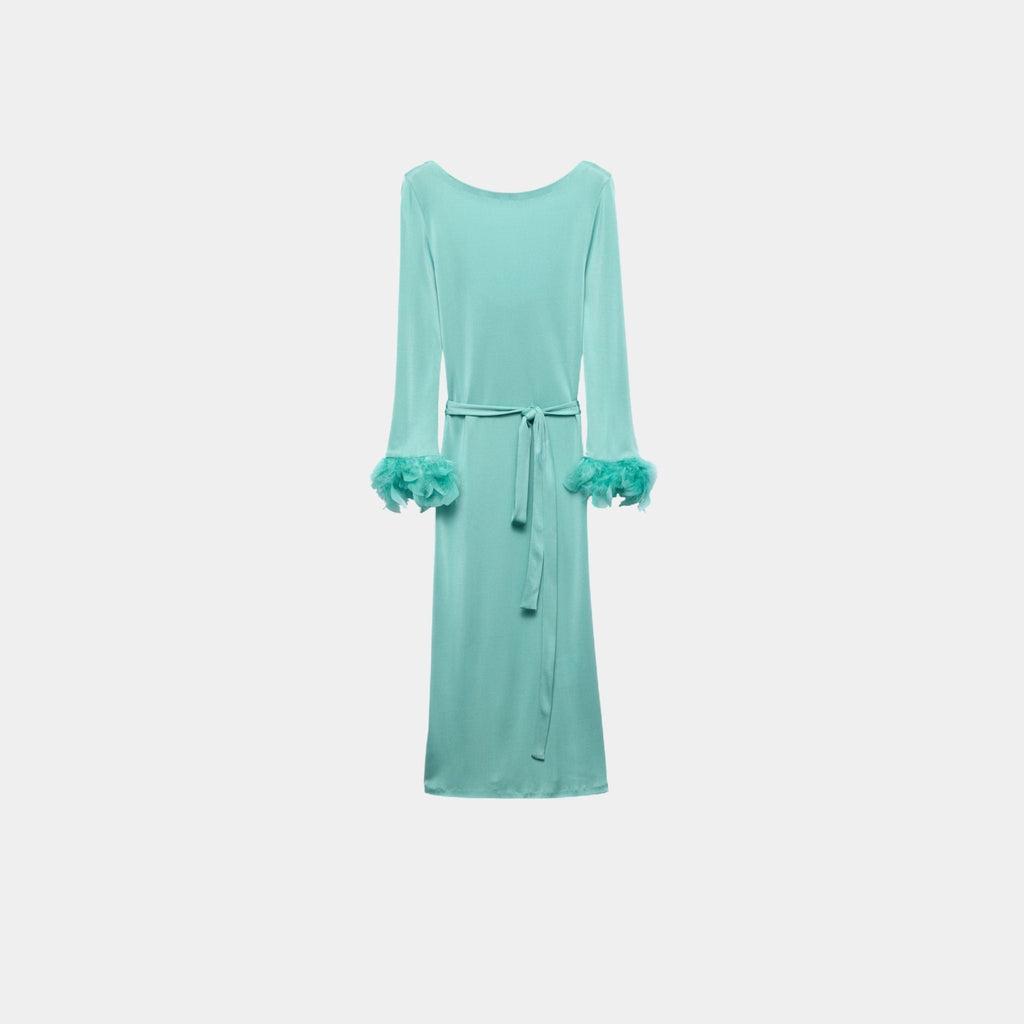 Jade Green Organzine Dress Prada оригінал – Купити в Україні – боковий вид