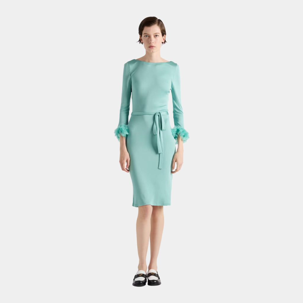 Jade Green Organzine Dress Prada оригінал – Купити в Україні – вид ззаду
