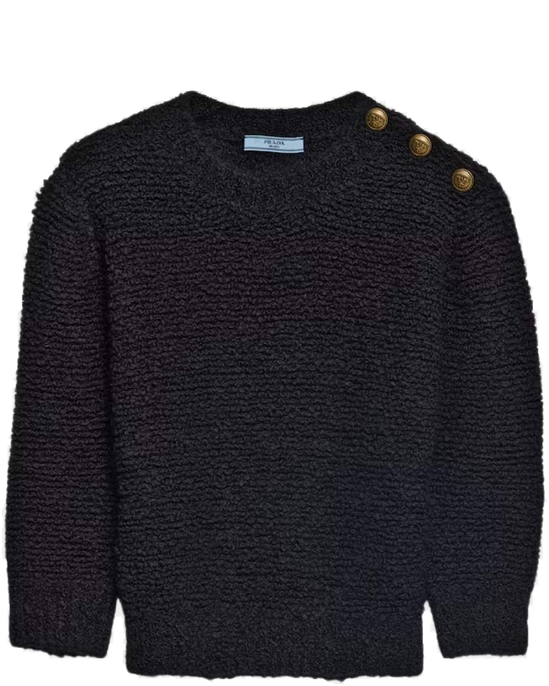 Black Bouclé Mohair Crew-Neck Sweater Prada оригінал – Купити в Україні