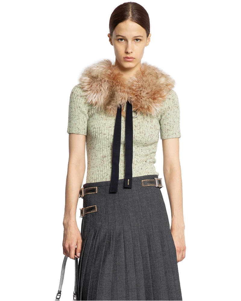 Wool Linen Short Sleeve Sweater Prada – Гарантія оригінальності