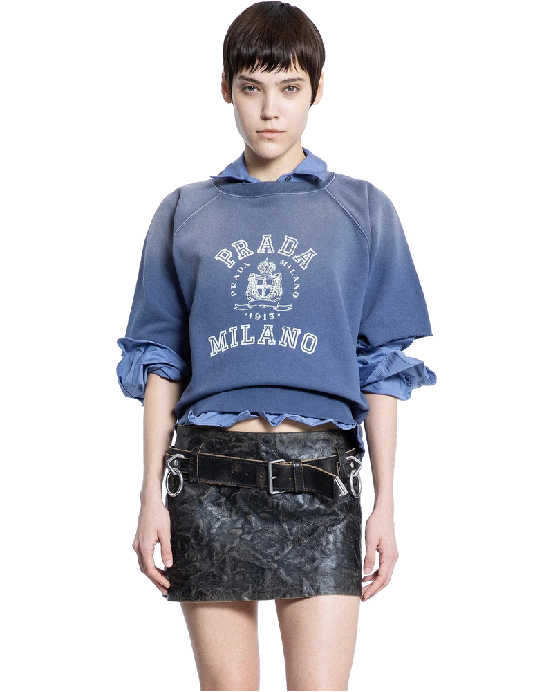 College Logo Short Sleeve Sweatshirt Prada оригінал – Купити в Україні