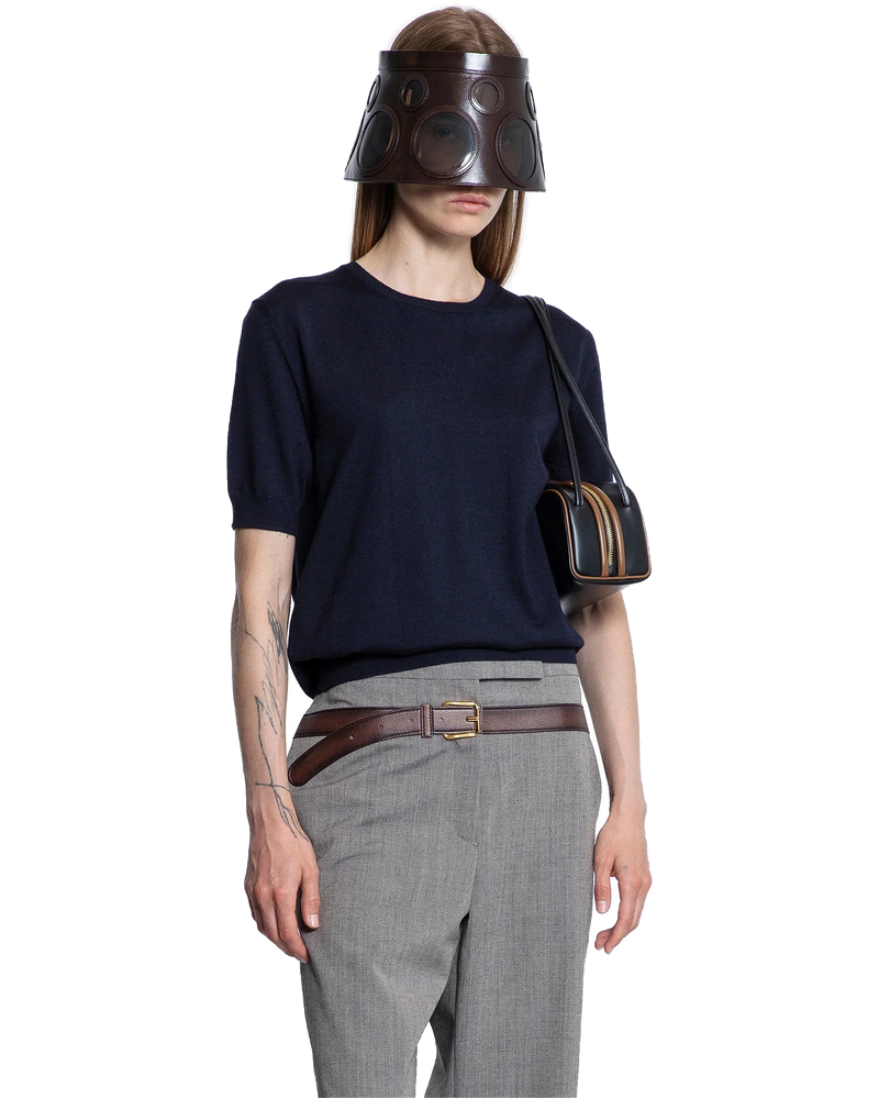Оригінальна Wool Short Sleeve Crewneck Sweater Prada