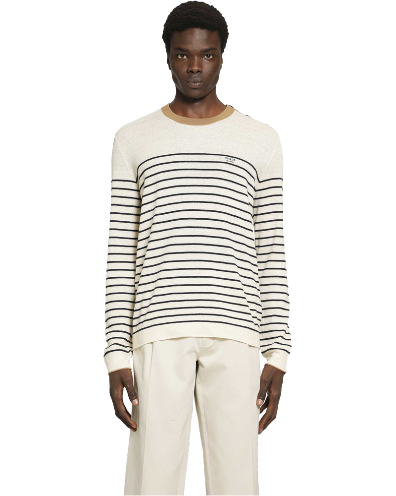 Striped Linen And Cotton Sweater Prada – Гарантія оригінальності