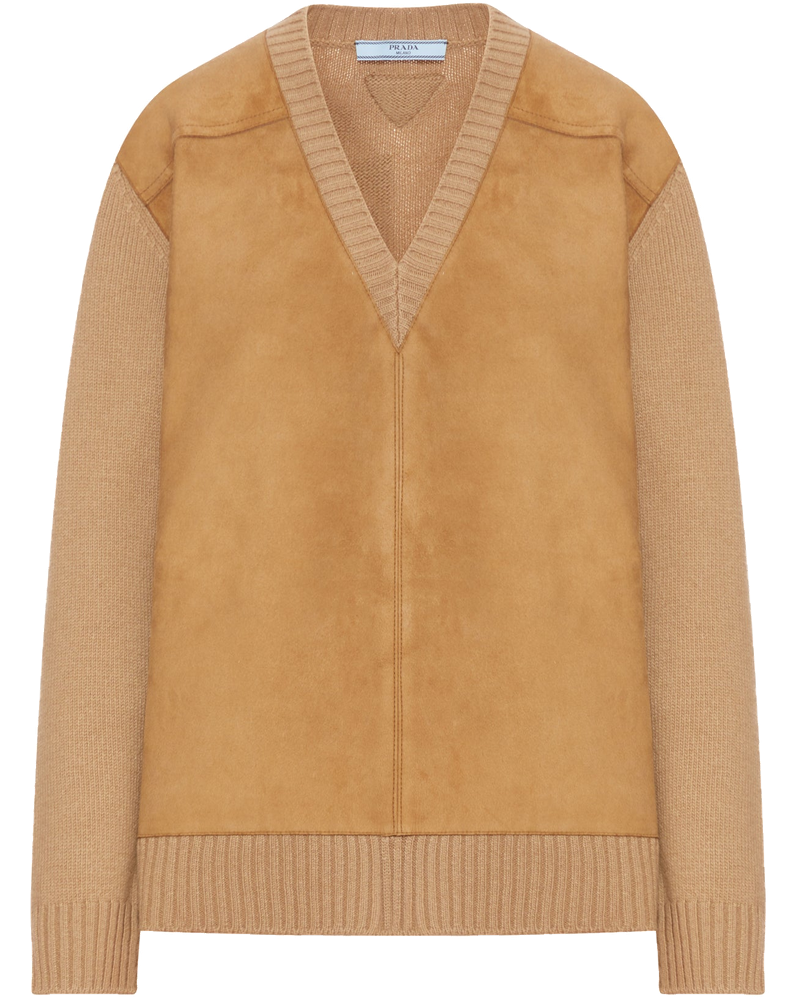 Wool And Cashmere Sweater With Suede Inserts Prada – Гарантія оригінальності