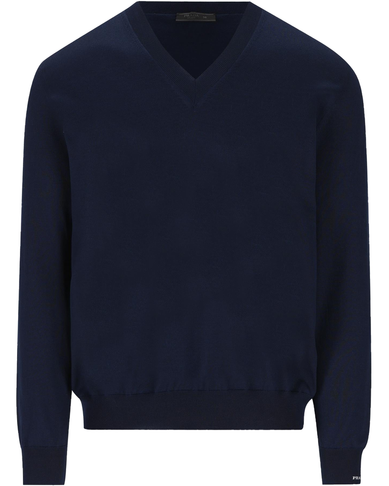 Оригінальна V Neck Cotton Sweater Prada