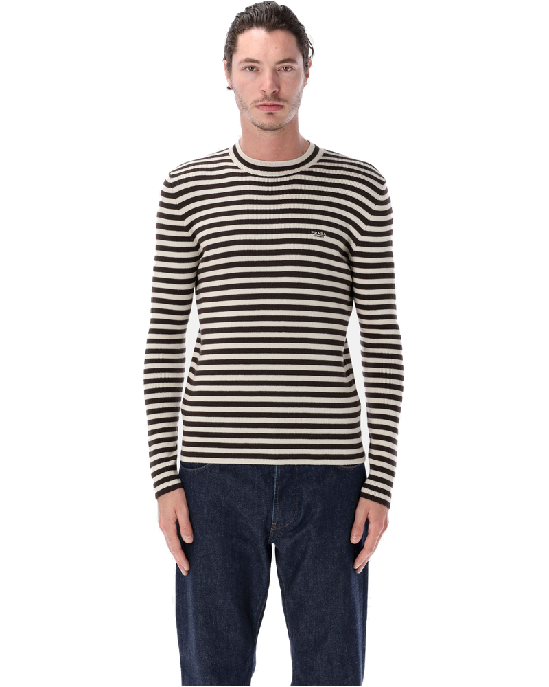 Superfine Wool Striped Crew Neck Sweater Prada оригінал – Купити в Україні