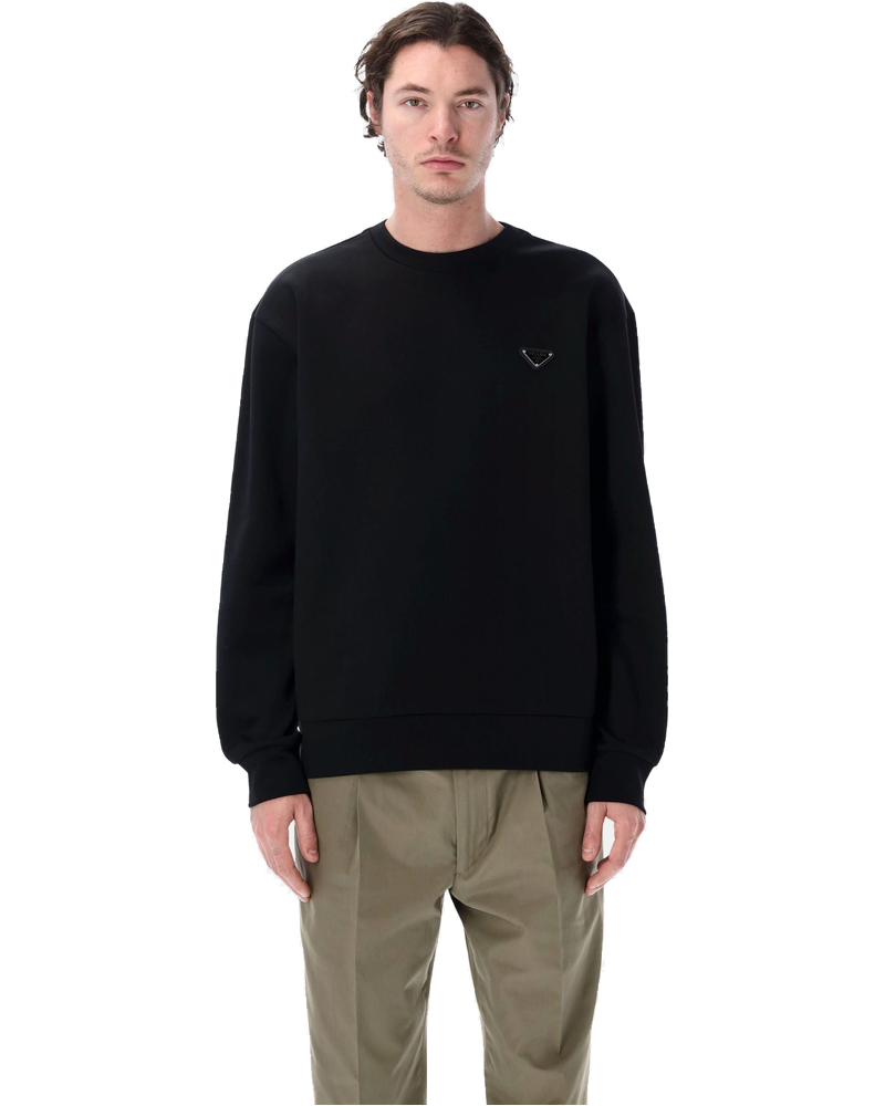 Оригінальна Technical Cotton Black Sweatshirt Prada