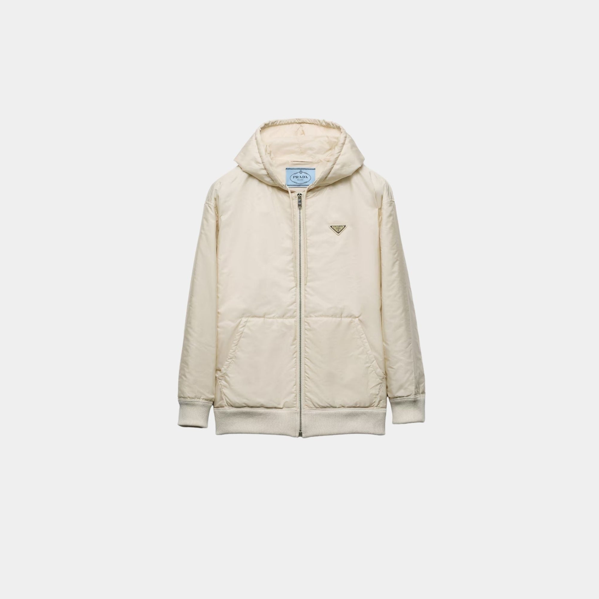 Оригінальна Lightweight Hooded Re-Nylon Blouson Jacket Prada – боковий вид