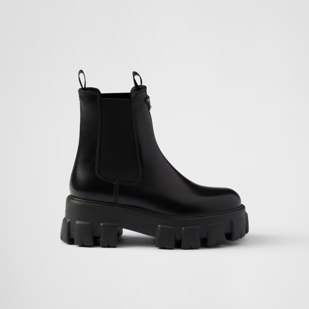 Оригінальна Monolith Brushed Leather Chelsea Boots Prada – боковий вид