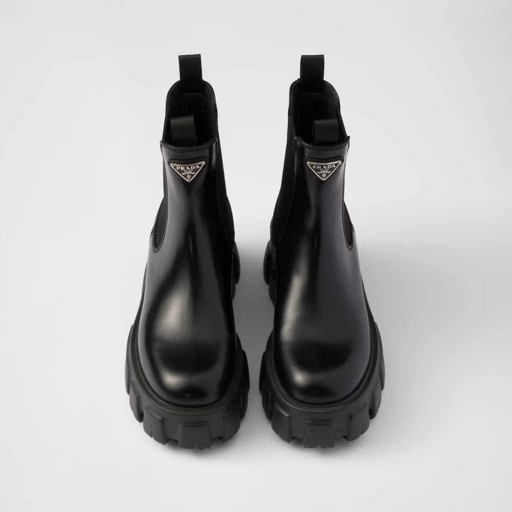 Оригінальна Monolith Brushed Leather Chelsea Boots Prada – вид ззаду