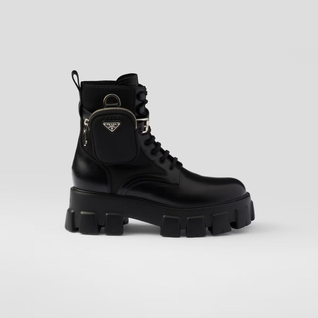 Monolith Leather And Re-Nylon Boots With Pouch Prada – Гарантія оригінальності – збільшений вид