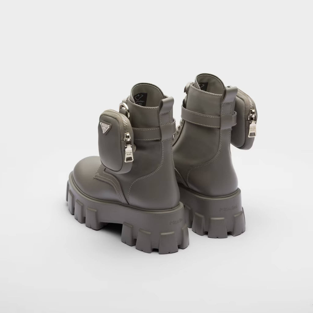 Monolith Leather And Re-Nylon Boots With Pouch Prada – Гарантія оригінальності – детальний вид