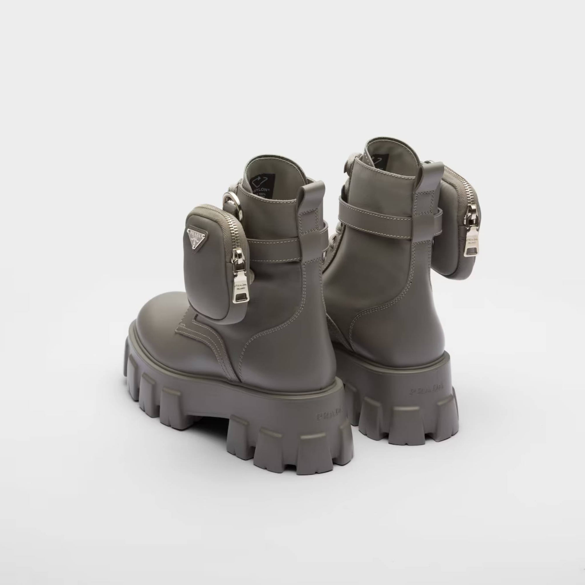 Monolith Leather And Re-Nylon Boots With Pouch Prada – Гарантія оригінальності – детальний вид