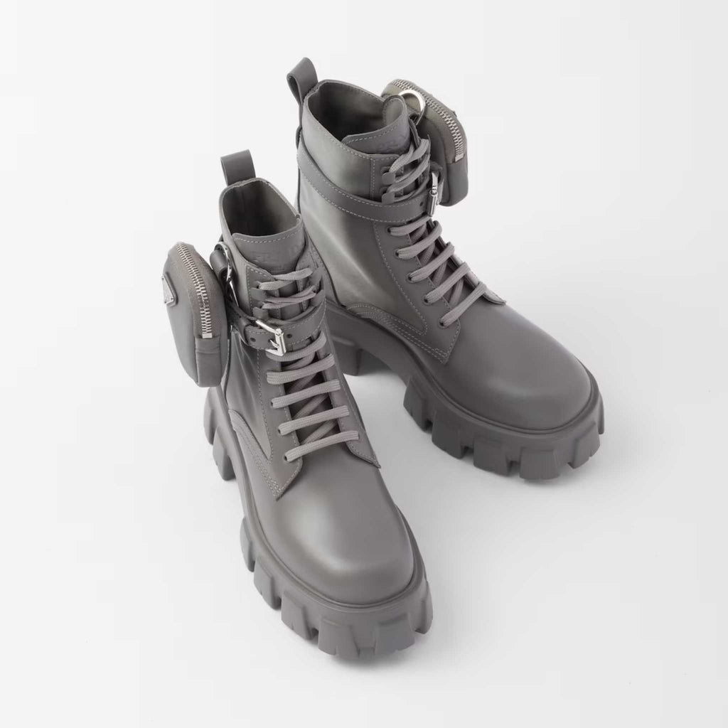 Monolith Leather And Re-Nylon Boots With Pouch Prada – Гарантія оригінальності – вид ззаду