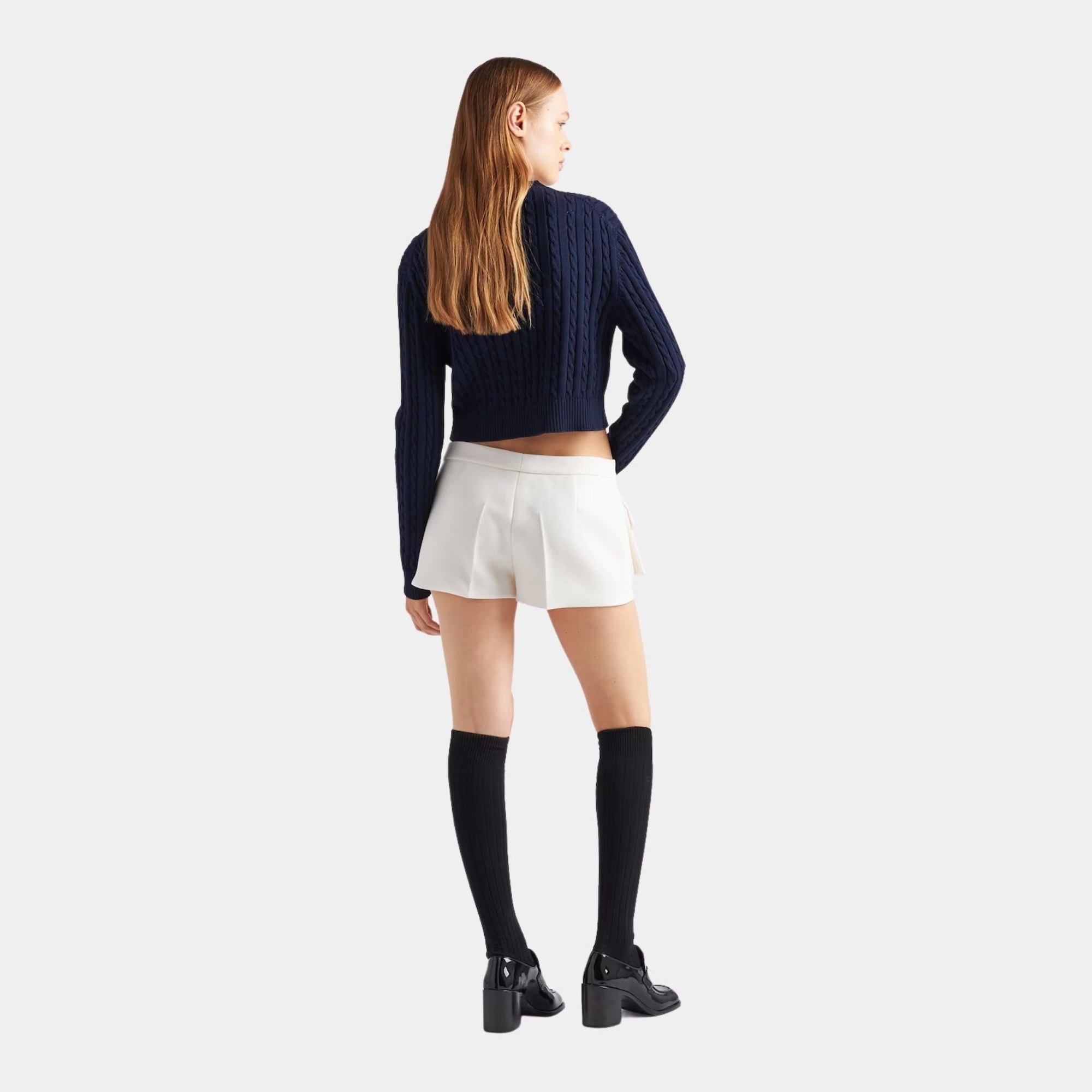Navy Cotton Ribbed Knit Crew Neck Sweater Prada оригінал – Купити в Україні – детальний вид
