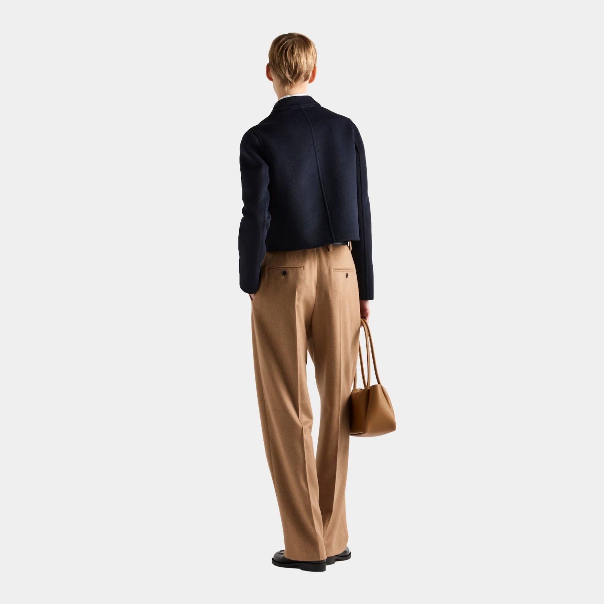 Navy Embroidered Single-Breasted Cashgora Jacket Prada – Гарантія оригінальності – детальний вид