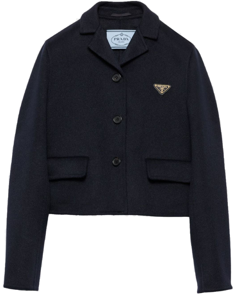 Navy Embroidered Single-Breasted Cashgora Jacket Prada – Гарантія оригінальності