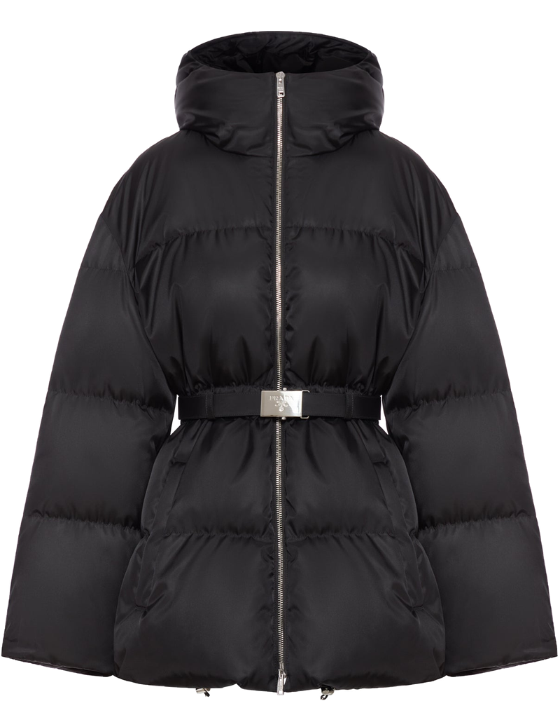 Оригінальна Long Down Jacket With Waist Belt Prada