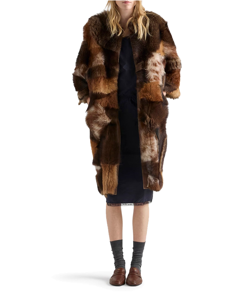 Оригінальна Patchwork Sheepskin Coat Prada