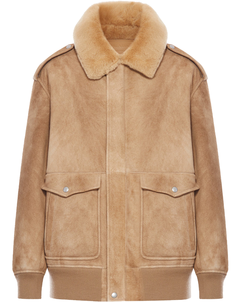Оригінальна Shearling Jacket With Wide Collar Prada