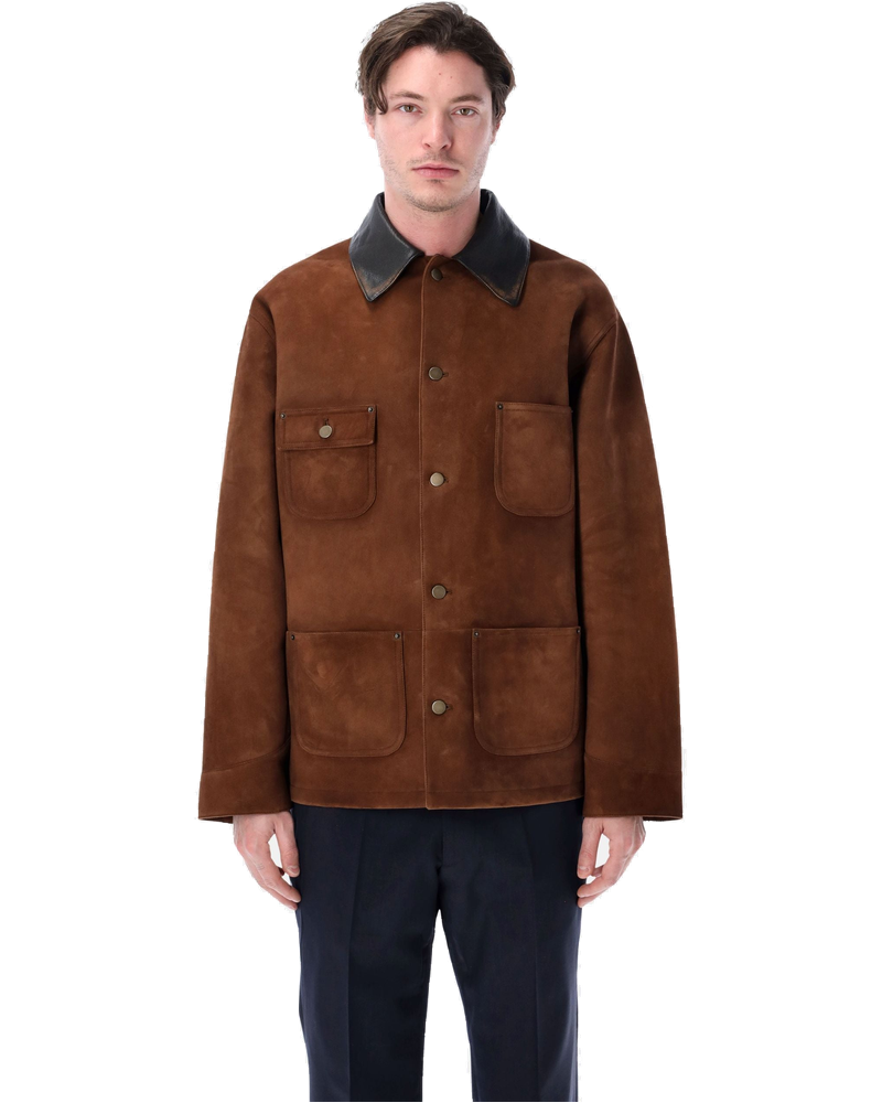 Suede Caban Jacket With Leather Collar Prada – Гарантія оригінальності